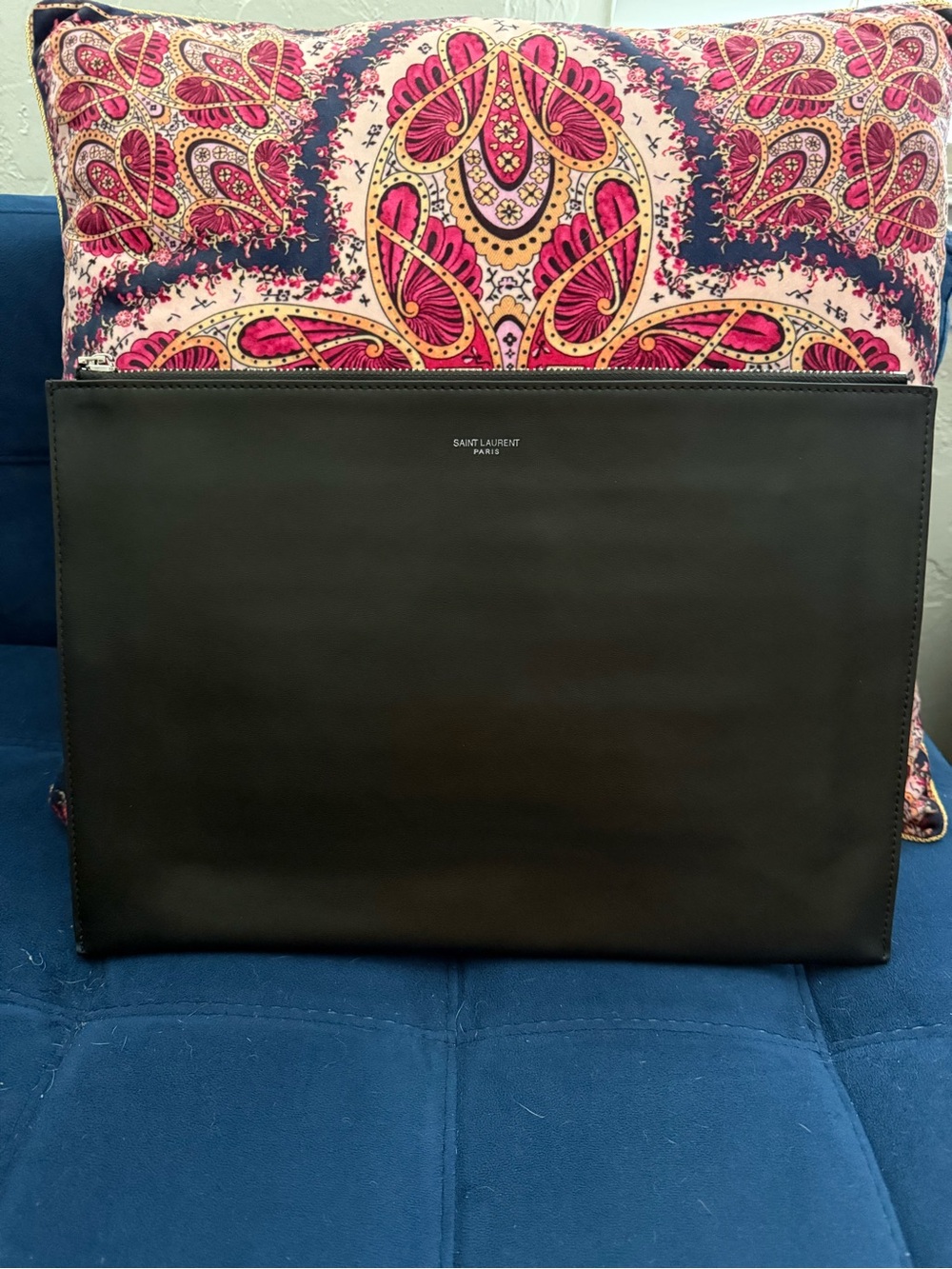 Saint Laurent Black Leather Laptop Sleeve
